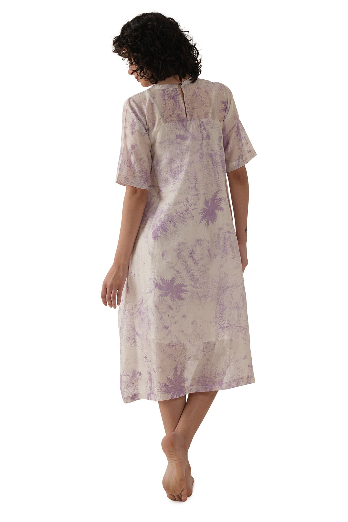 Lavender Pintuck Printed Dress