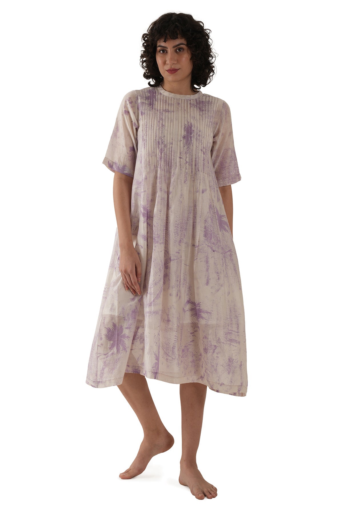 Buy Lavender Pintuck Printed Dress for women by Khat Clothing online available at scrollnshops