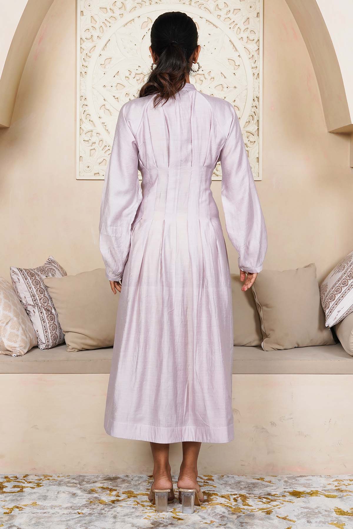 Lavender Pleated Midi Dress