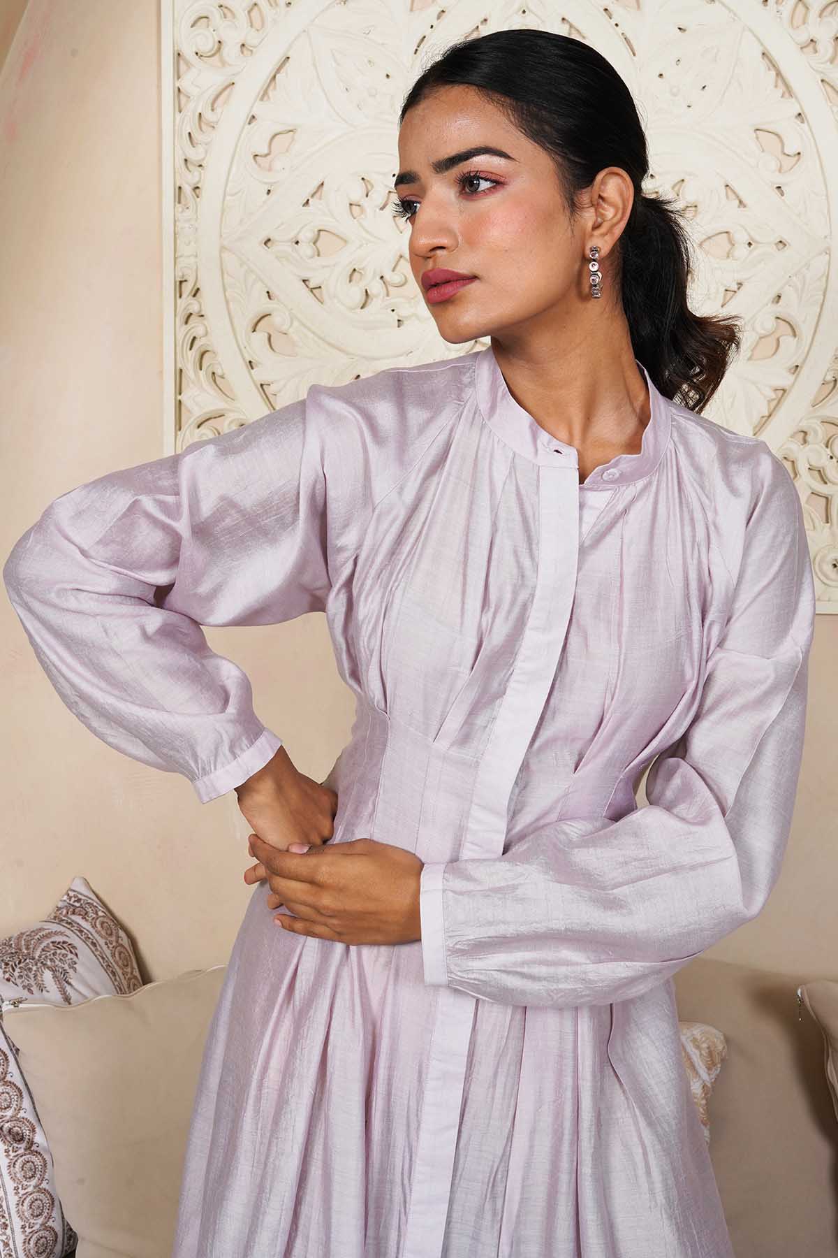 Lavender Pleated Midi Dress