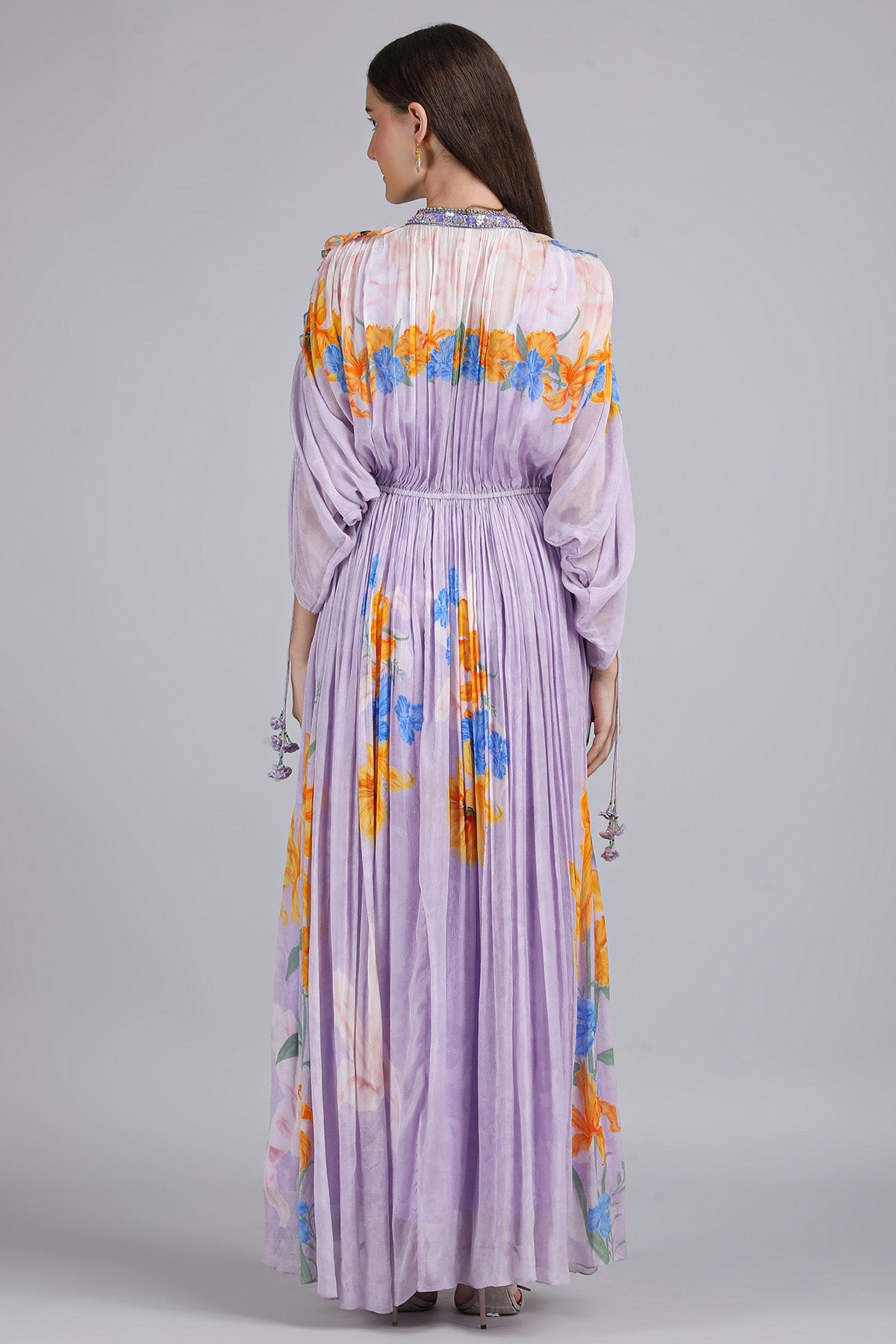 Lavender Ruffle Printed Kaftan