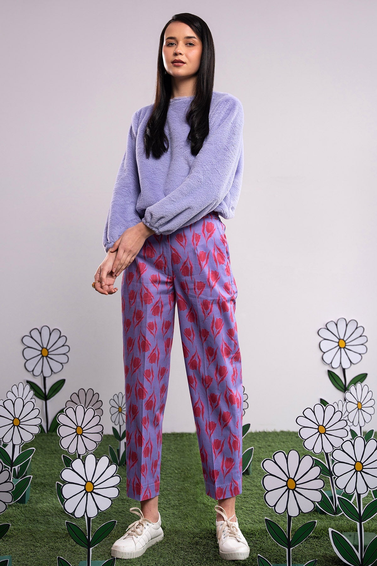 Buy Lavender Satin Tulip Fusion Set for Women by 97 Motifs Designer online available at scrollnshops