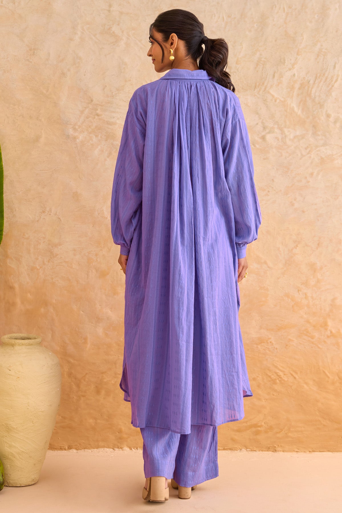 Lavender Self Texture Kurta Set