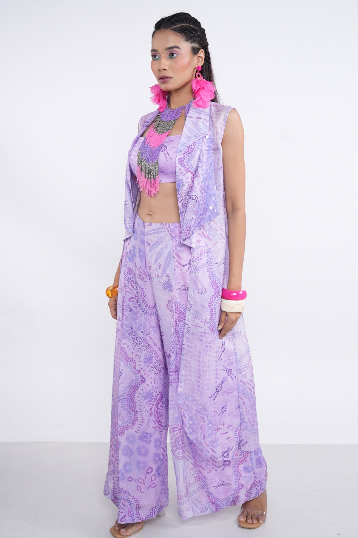 Lavender Sequins Work Jacket Set