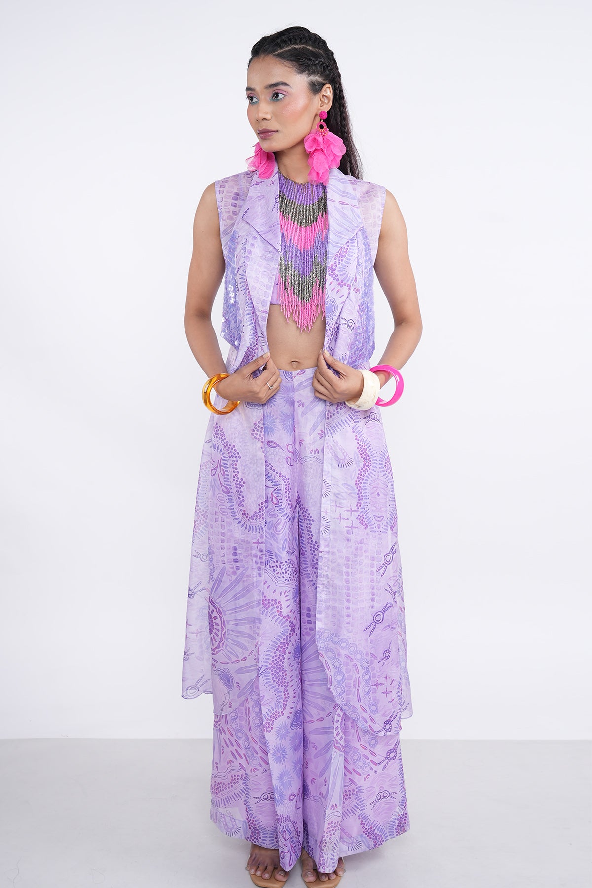 Lavender Sequins Work Jacket Set