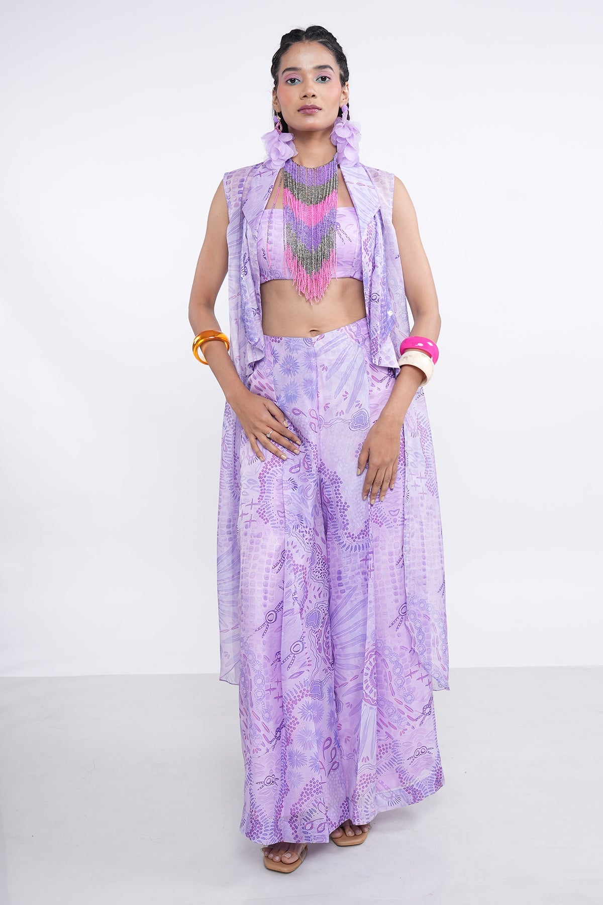 Buy Lavender Sequins Work Jacket Set by Demira for women online at ScrollnShops