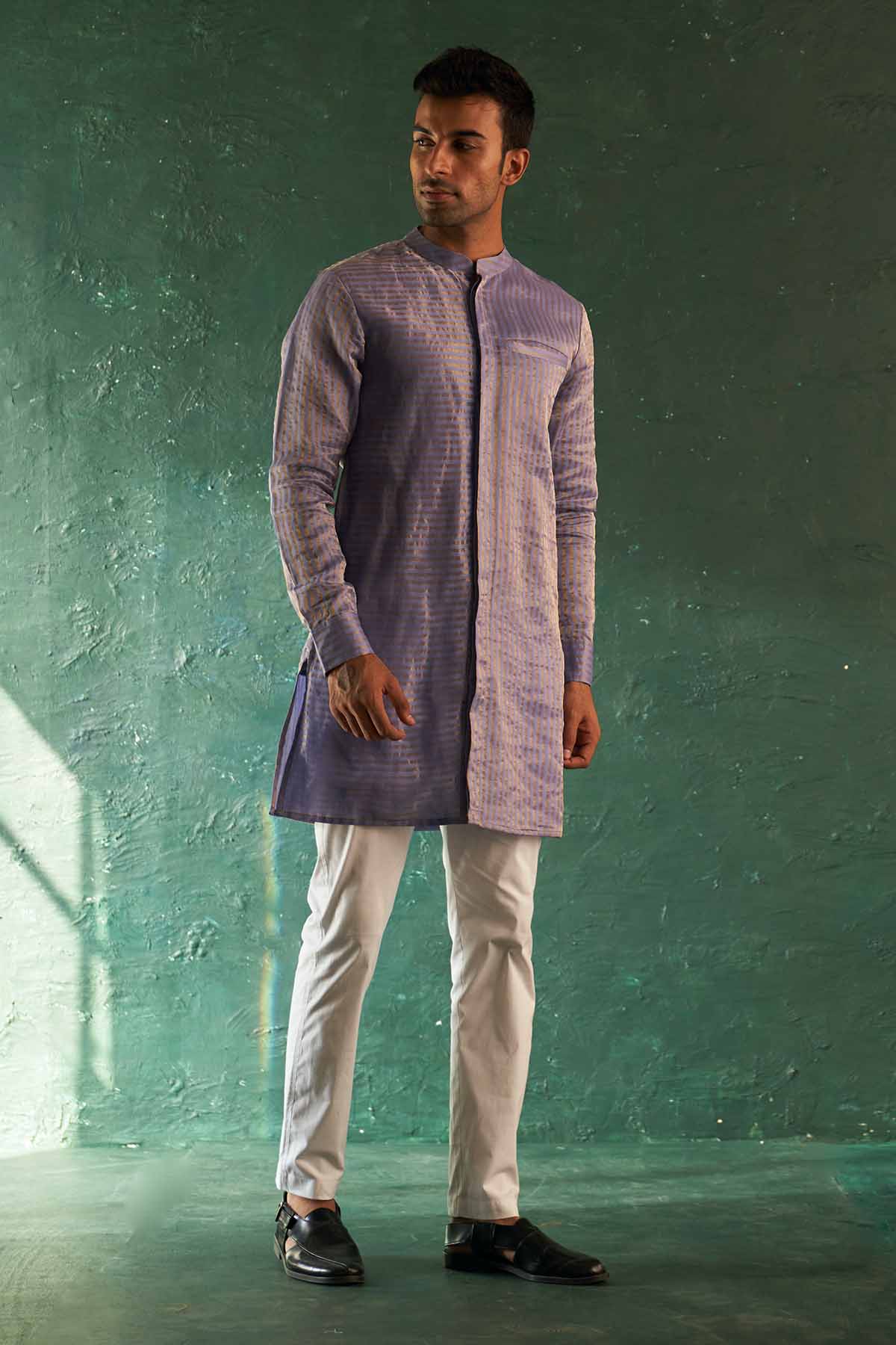 Buy Lavender Short Kurta & Pants by Charkhee for men online at ScrollnShops