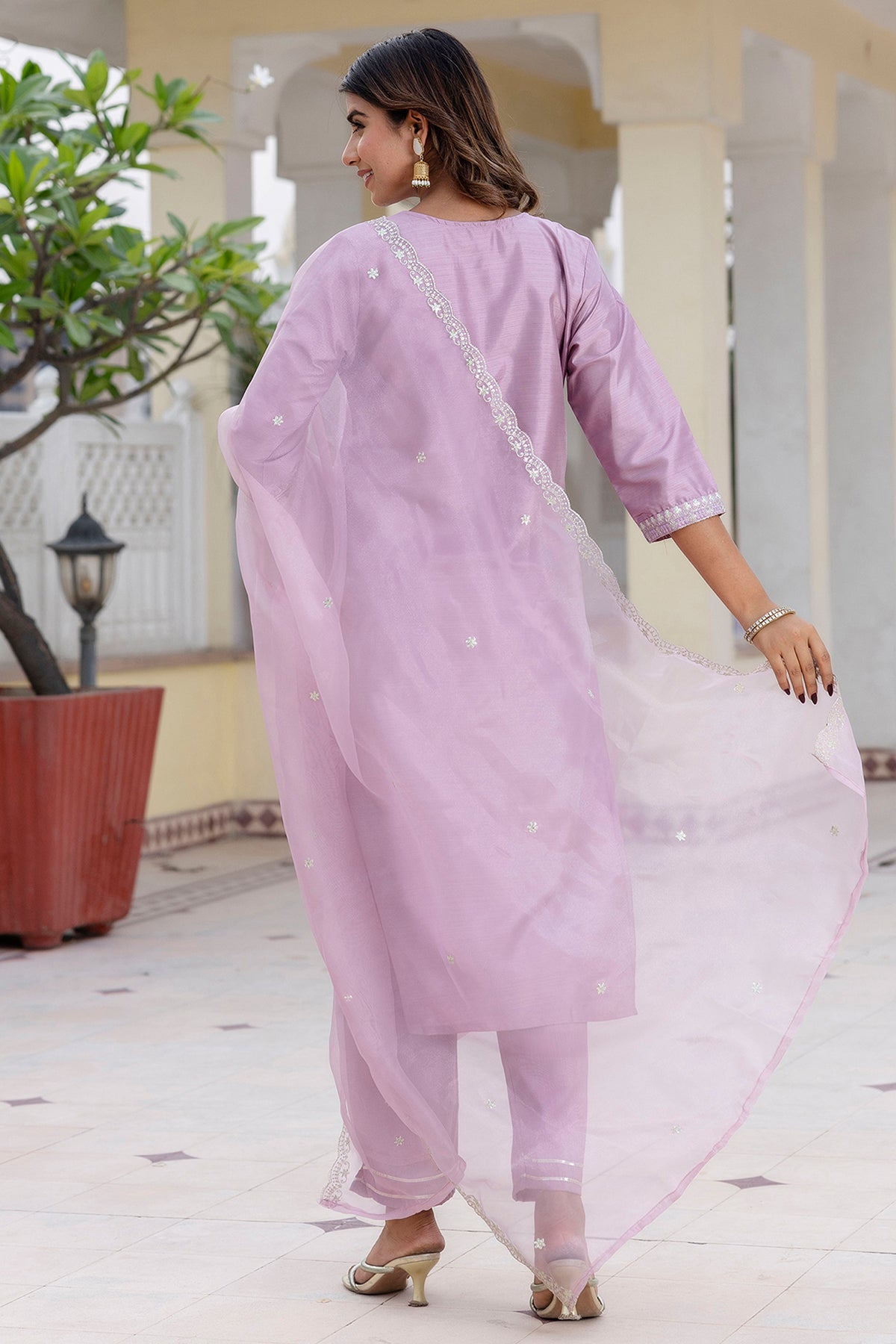 Lavender Silk Blend Kurta Set