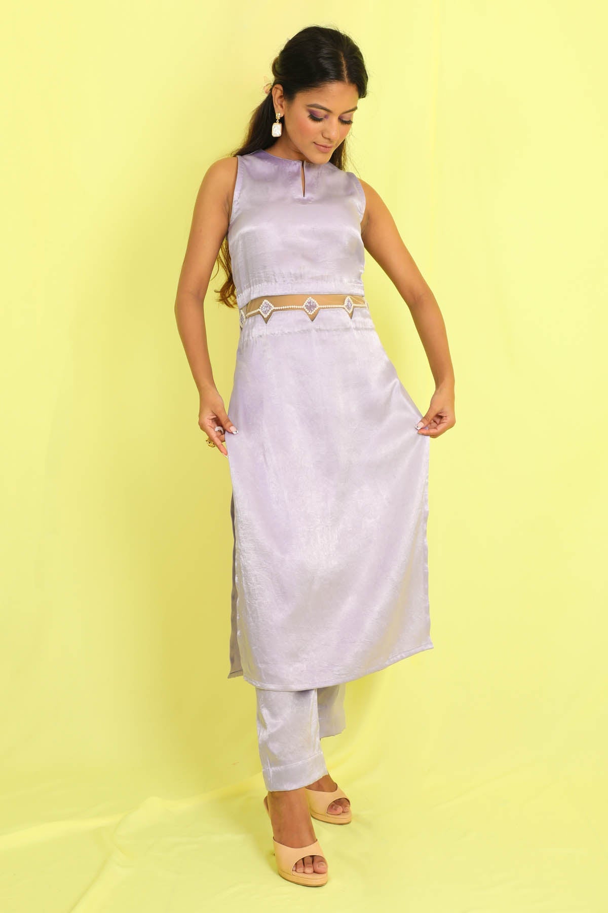 Deeya The Fashion House Lavender Sleeveless Kurta Set for women online at ScrollnShops