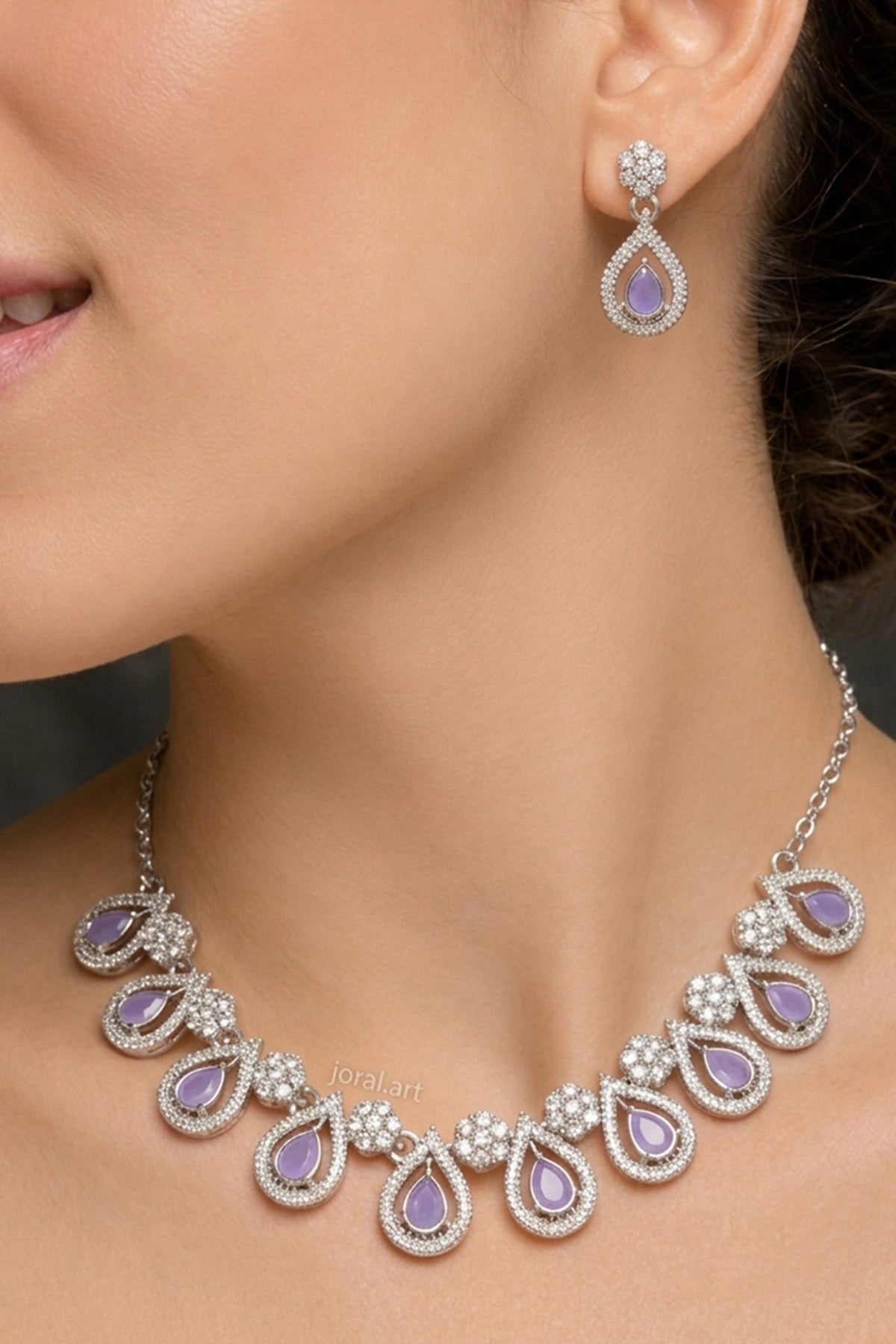 Buy Lavender Teardrop Jewellery Set for women by Inko & Co online available at scrollnshops