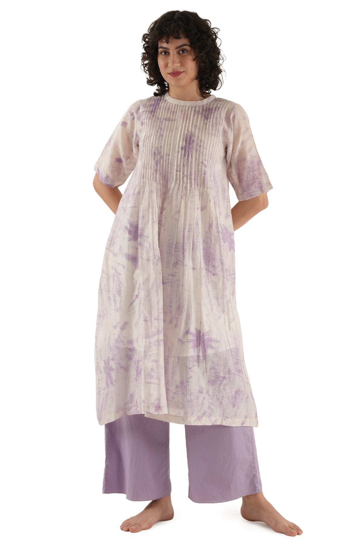 Lavender Texture Kurta And Pant