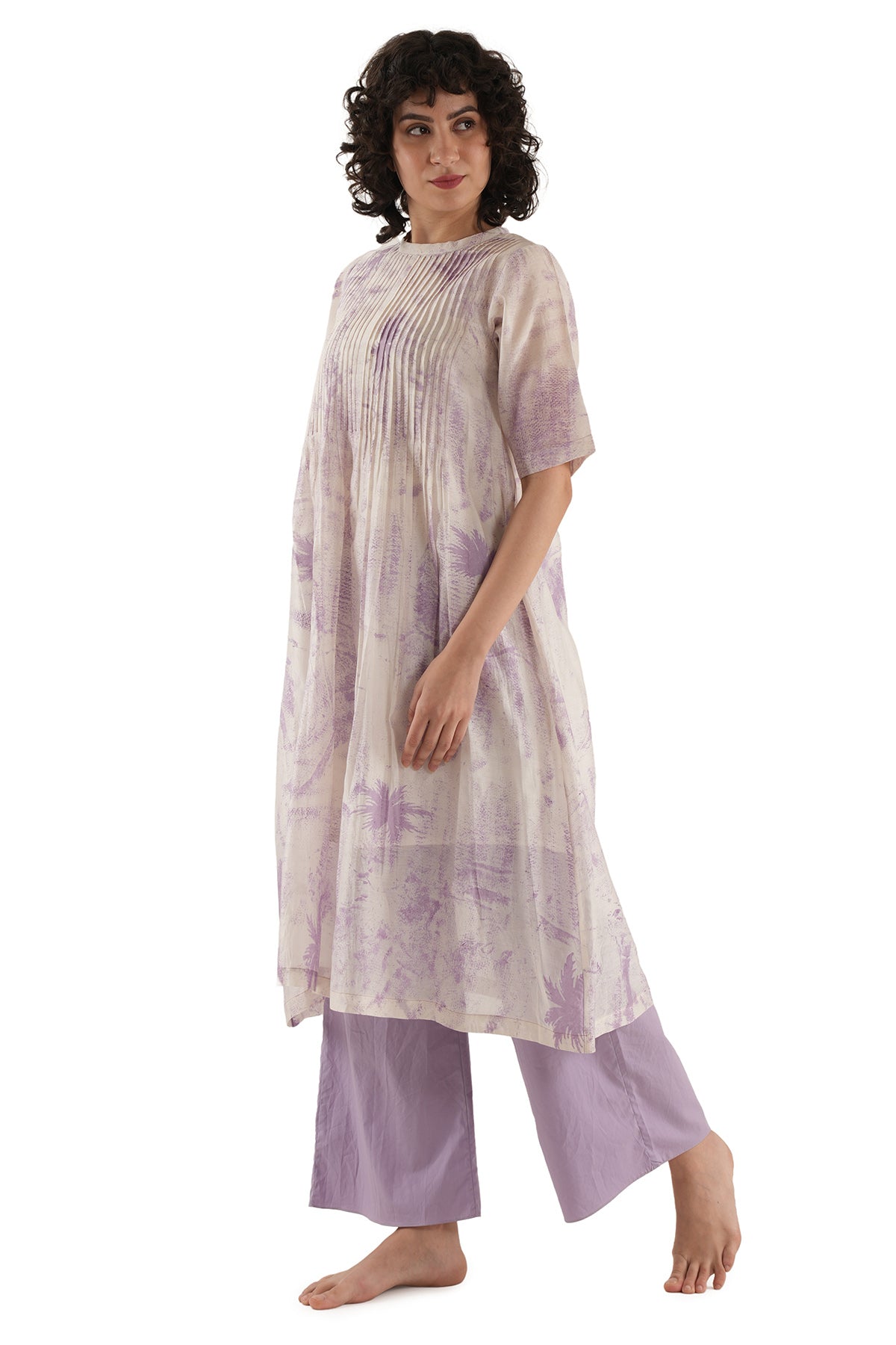 Lavender Texture Kurta And Pant