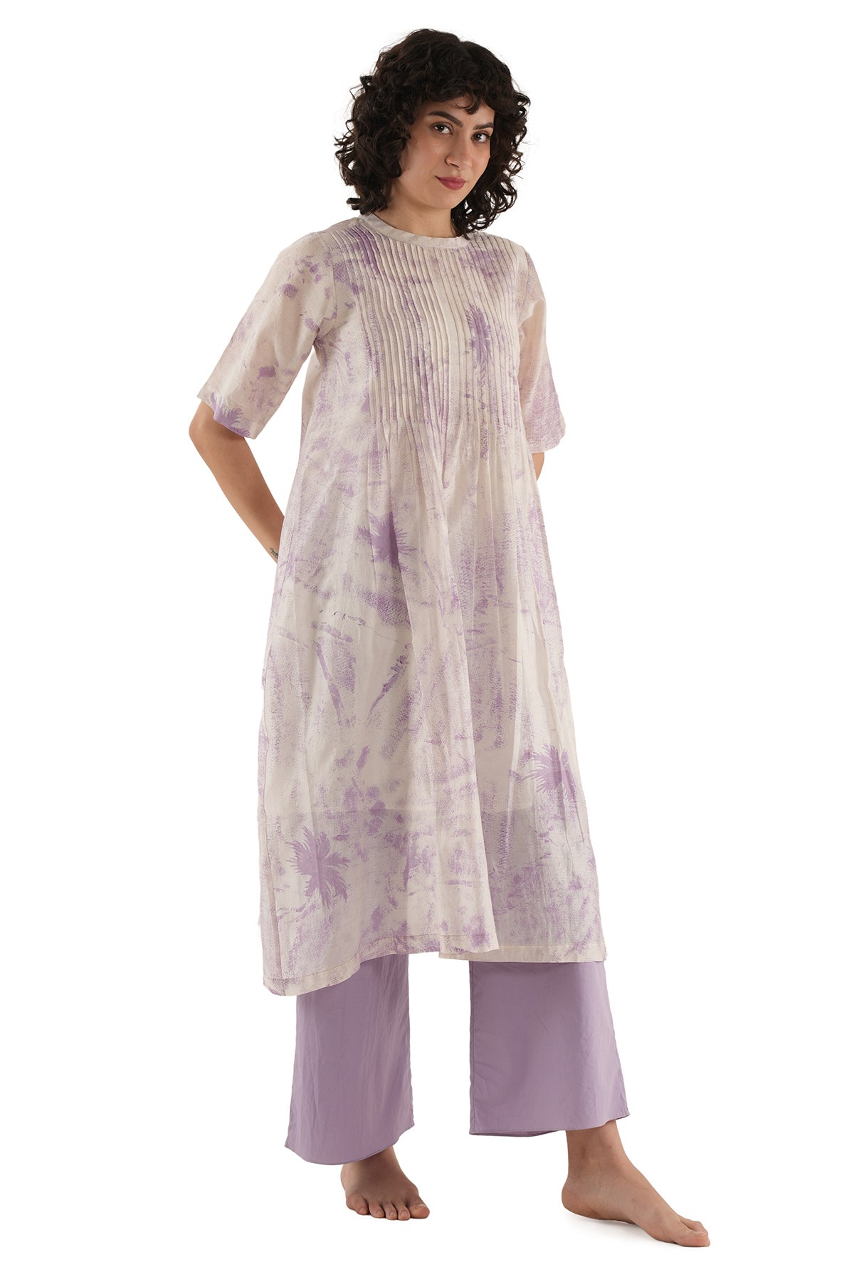 Lavender Texture Kurta And Pant