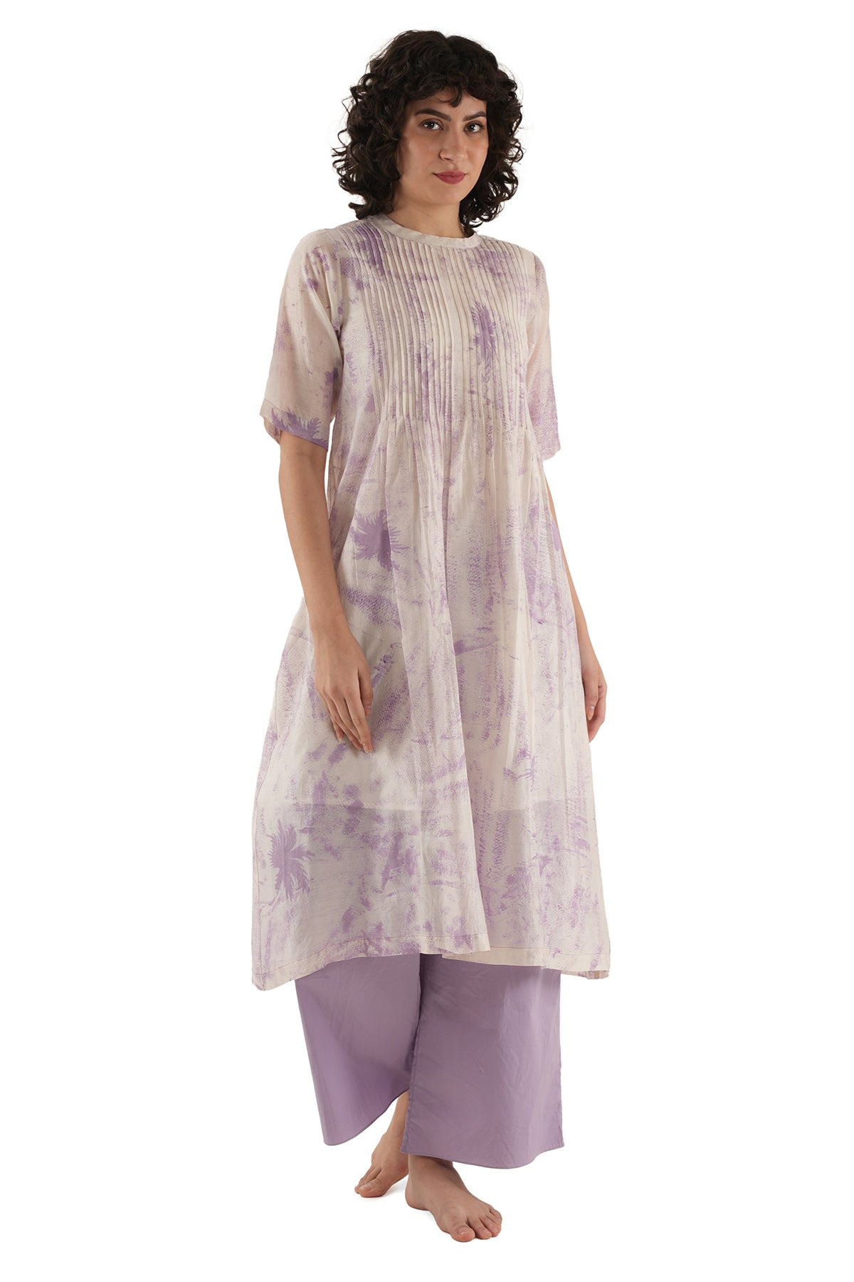 Buy Lavender Texture Kurta And Pant for women by Khat Clothing online available at scrollnshops