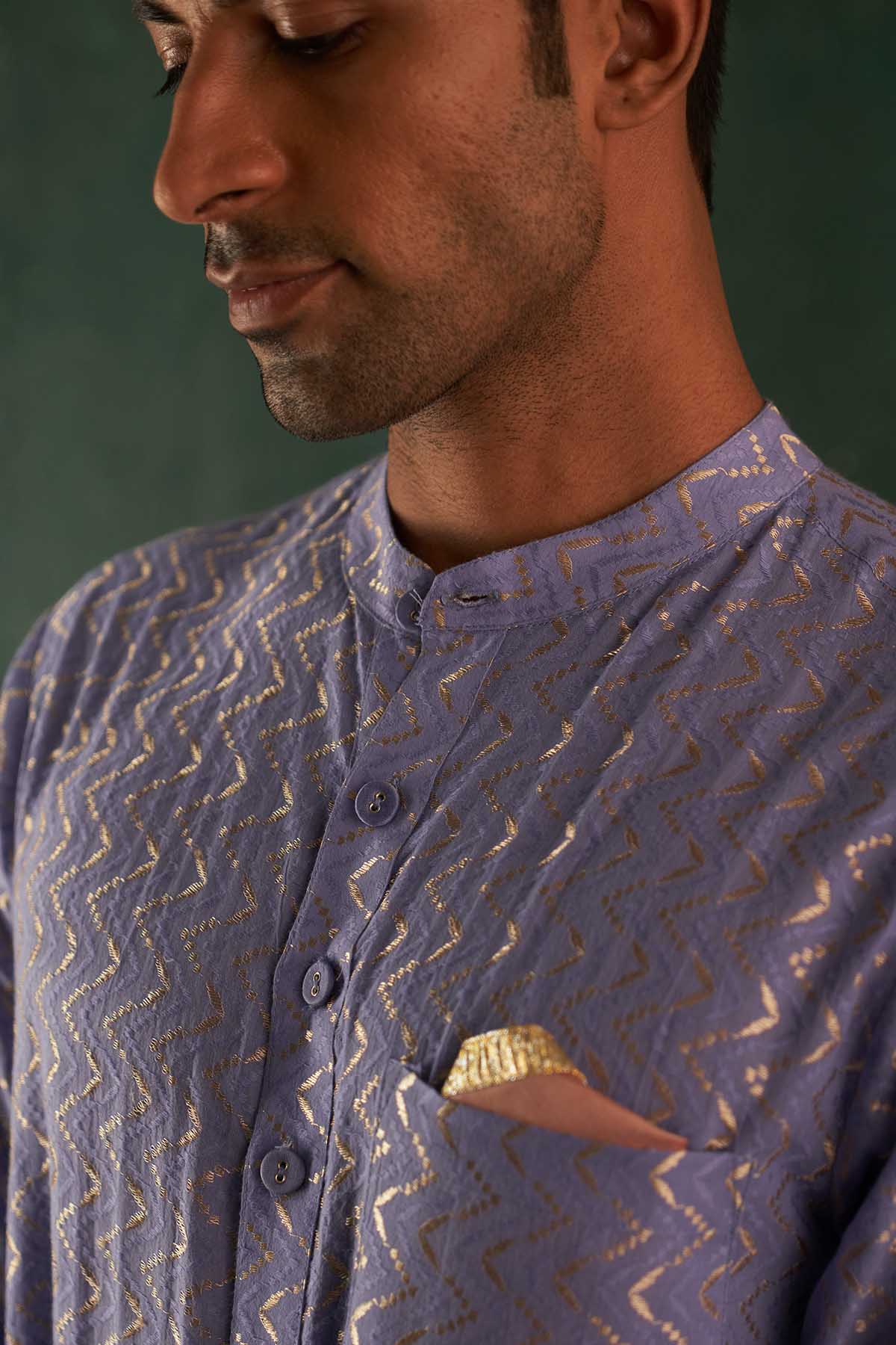 Lavender Thread Work Kurta Set
