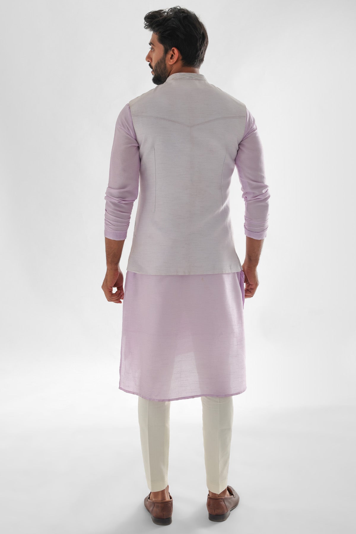 Lavender Tissue Bundi Kurta Set