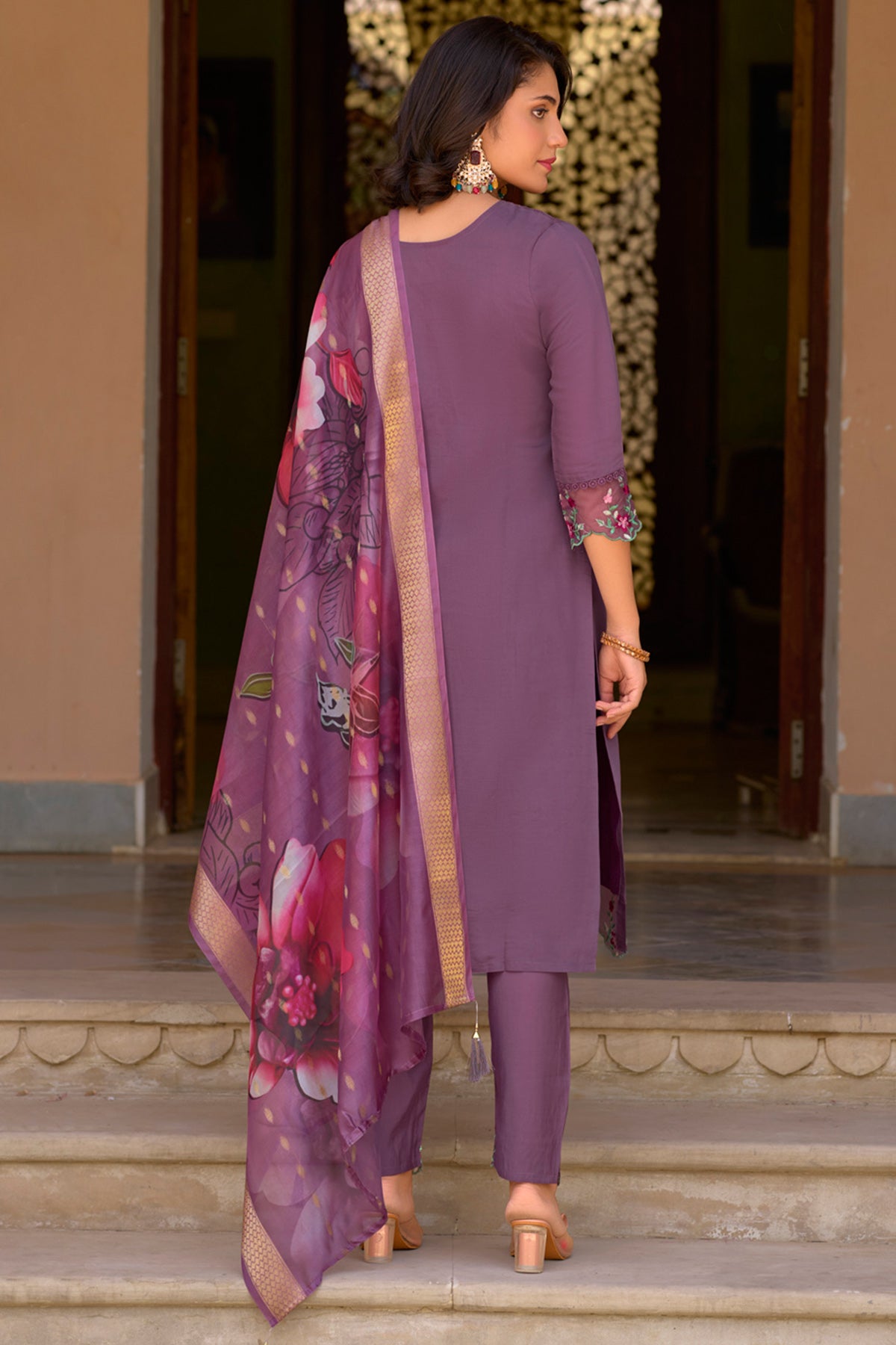 Lavender Viscose Silk Kurta Set