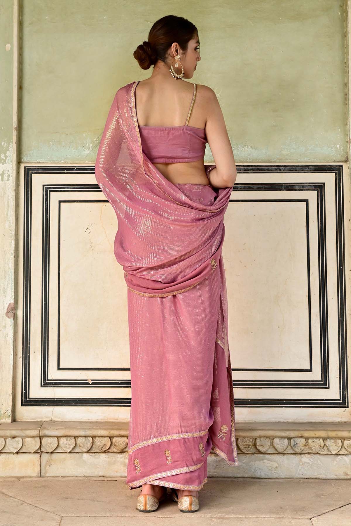 Lavender Zari Embroidered Saree