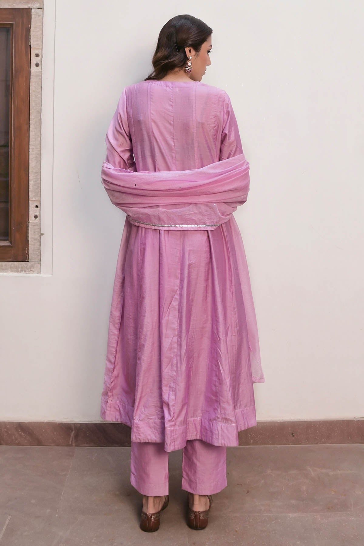 Lavender Zari Work Kurta Set