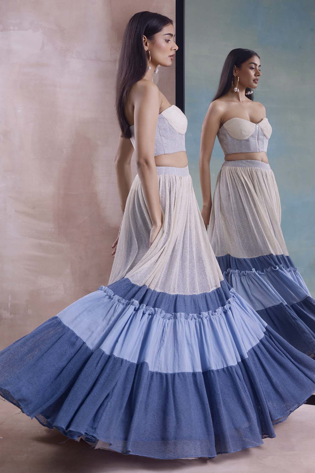 Layered Lehenga And Corset Set