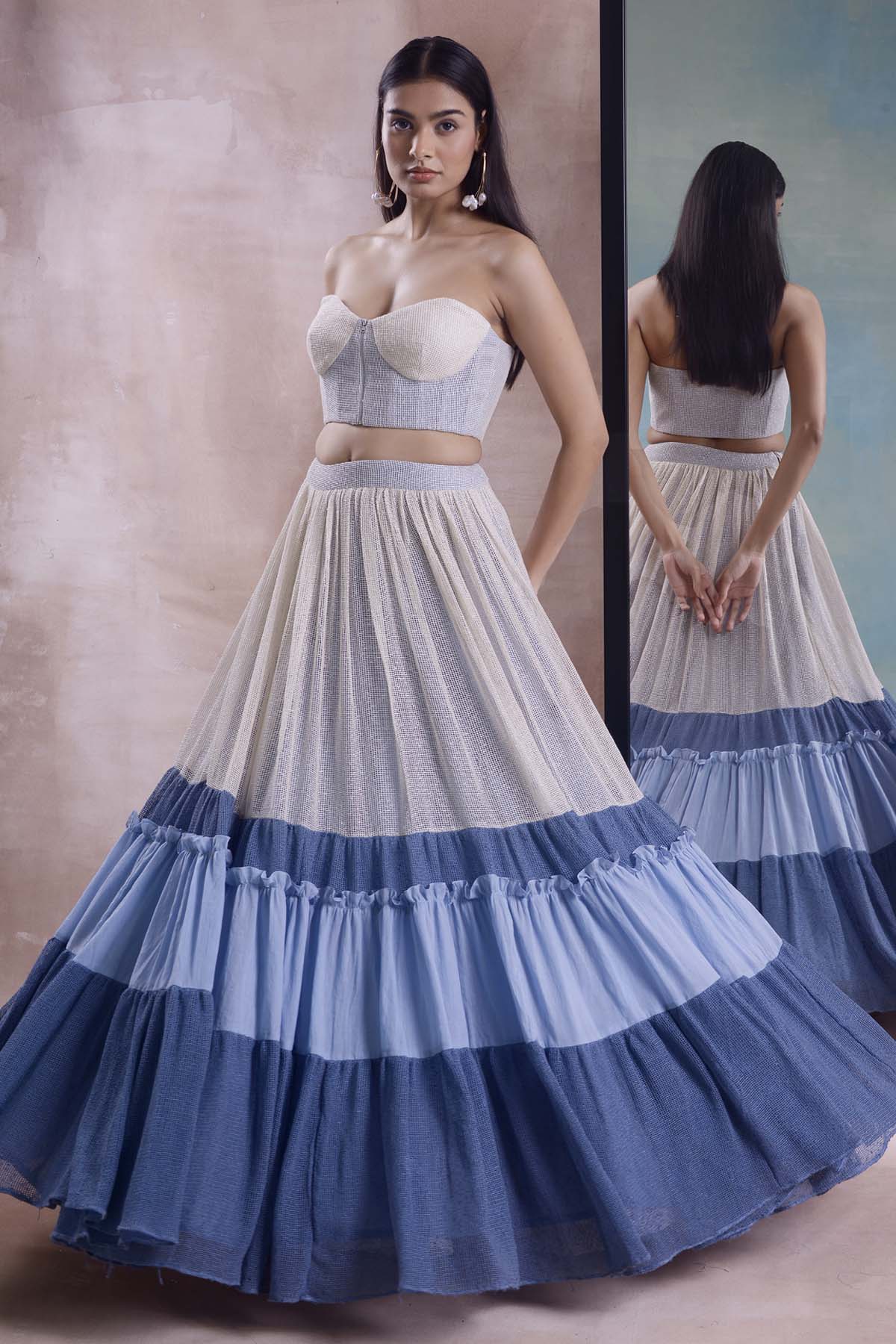 Layered Lehenga And Corset Set