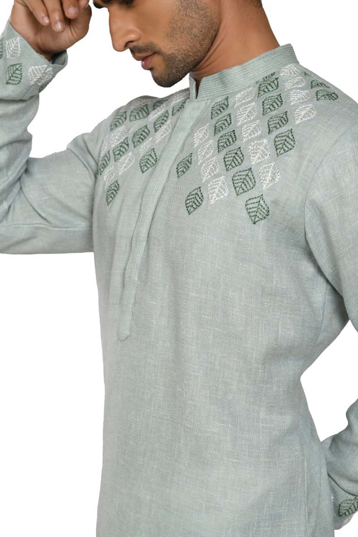 Leaf Embroidered Kurta Set