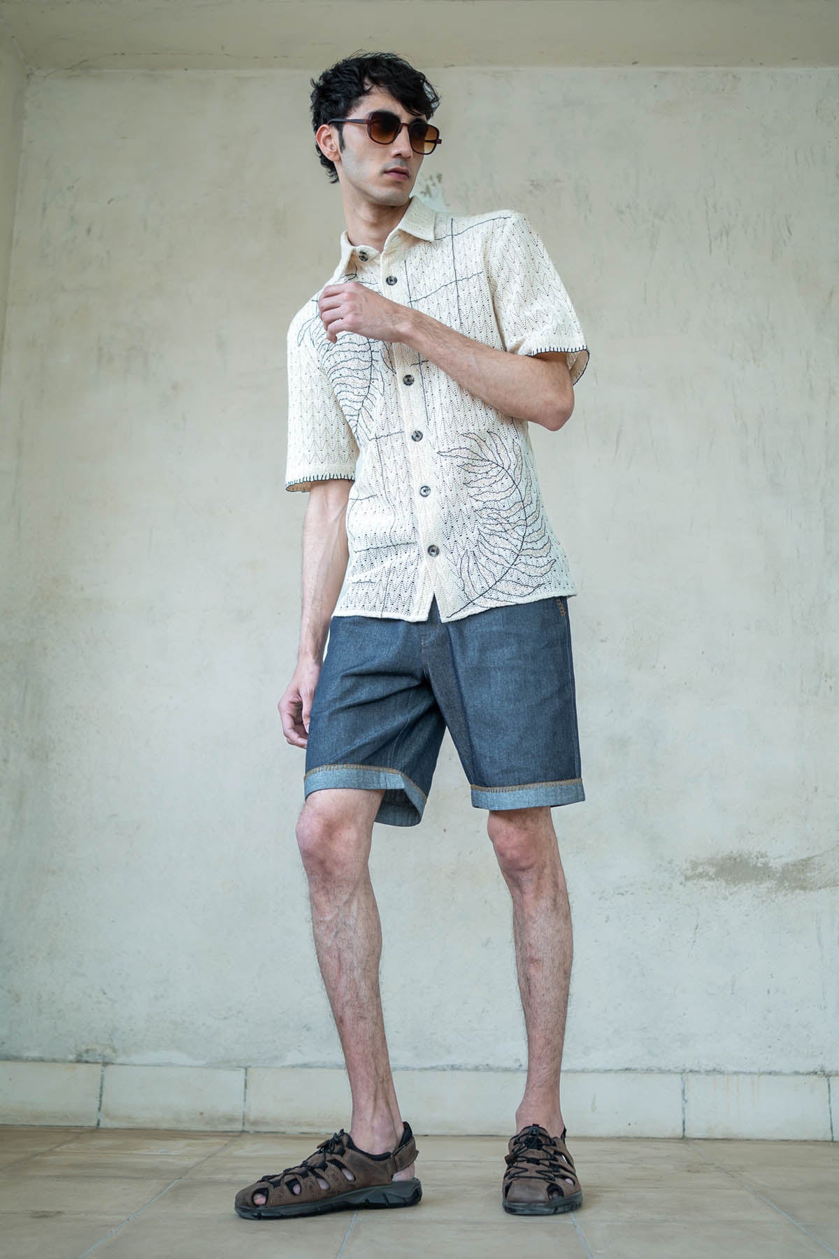 Leaf Embroidered Shirt