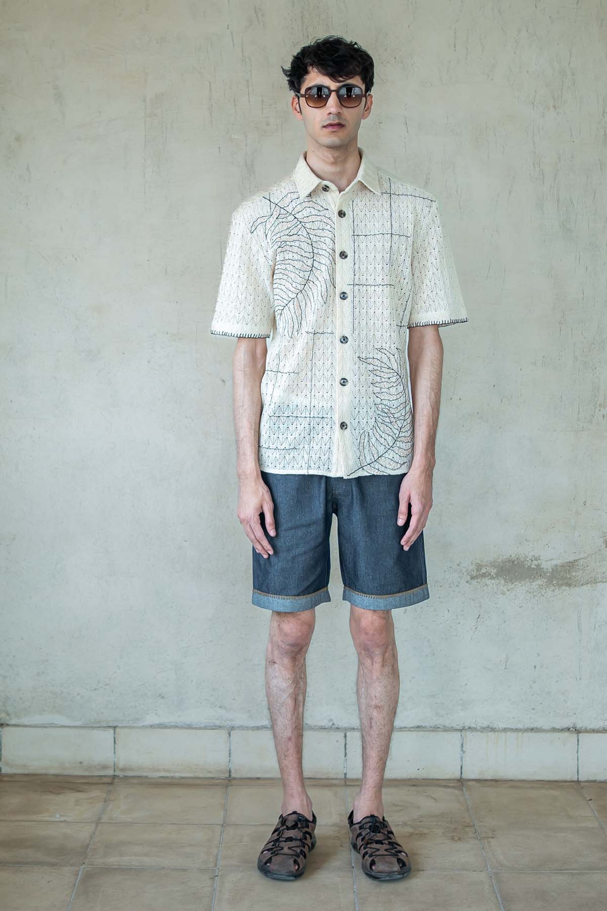 Leaf Embroidered Shirt