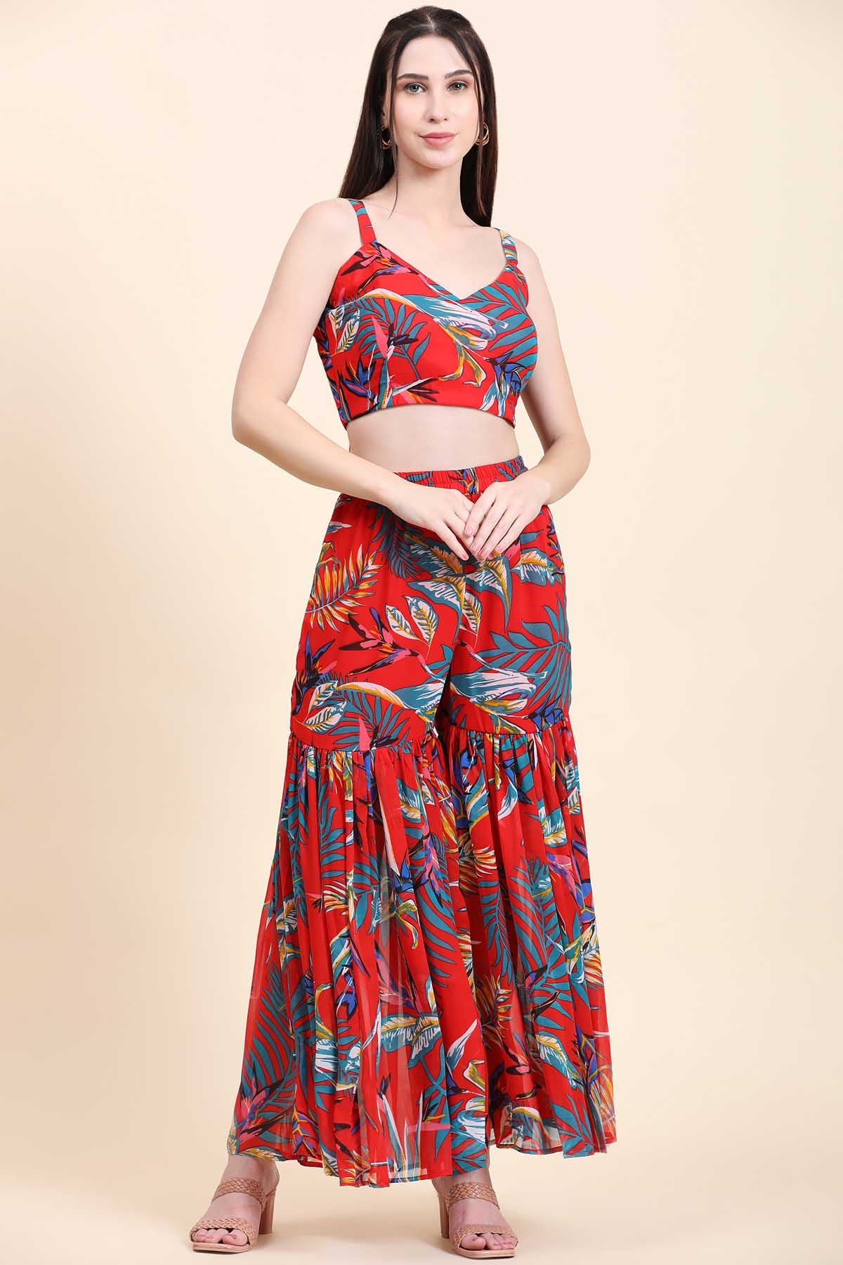 Leaf Printed Cape Set