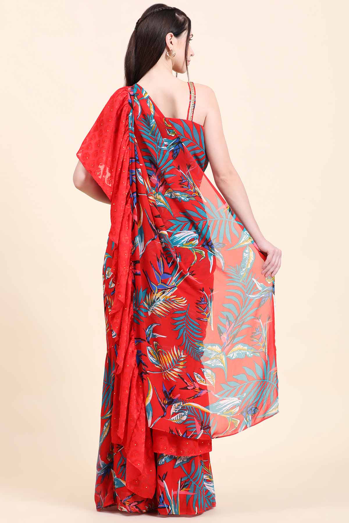 Leaf Printed Georgette Saree