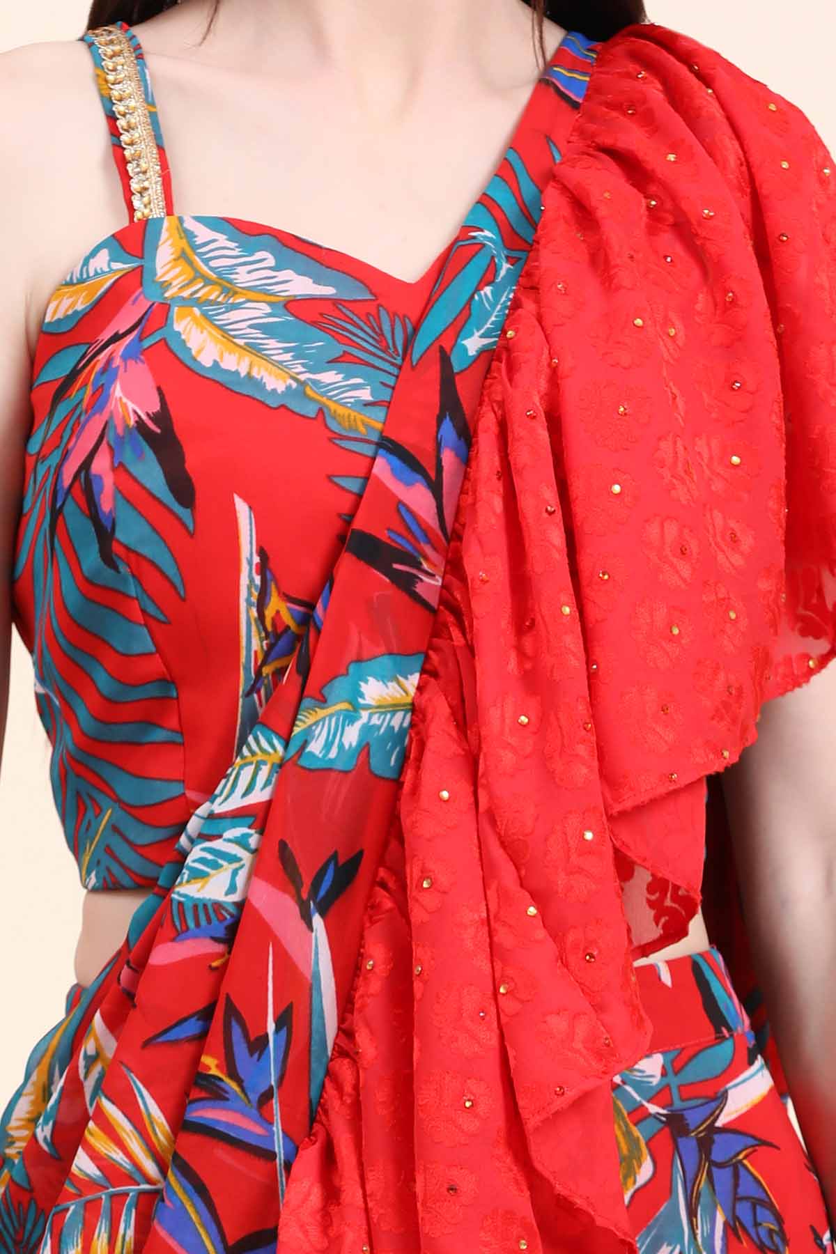 Leaf Printed Georgette Saree