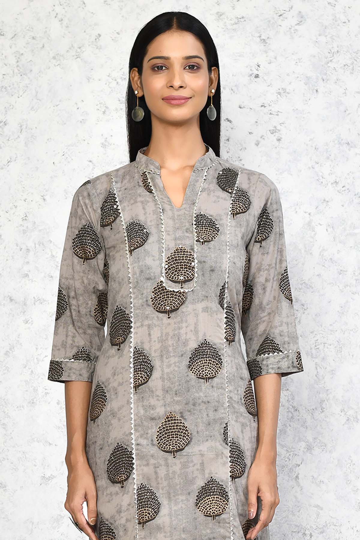 Leaf Printed Cotton Kurta Set