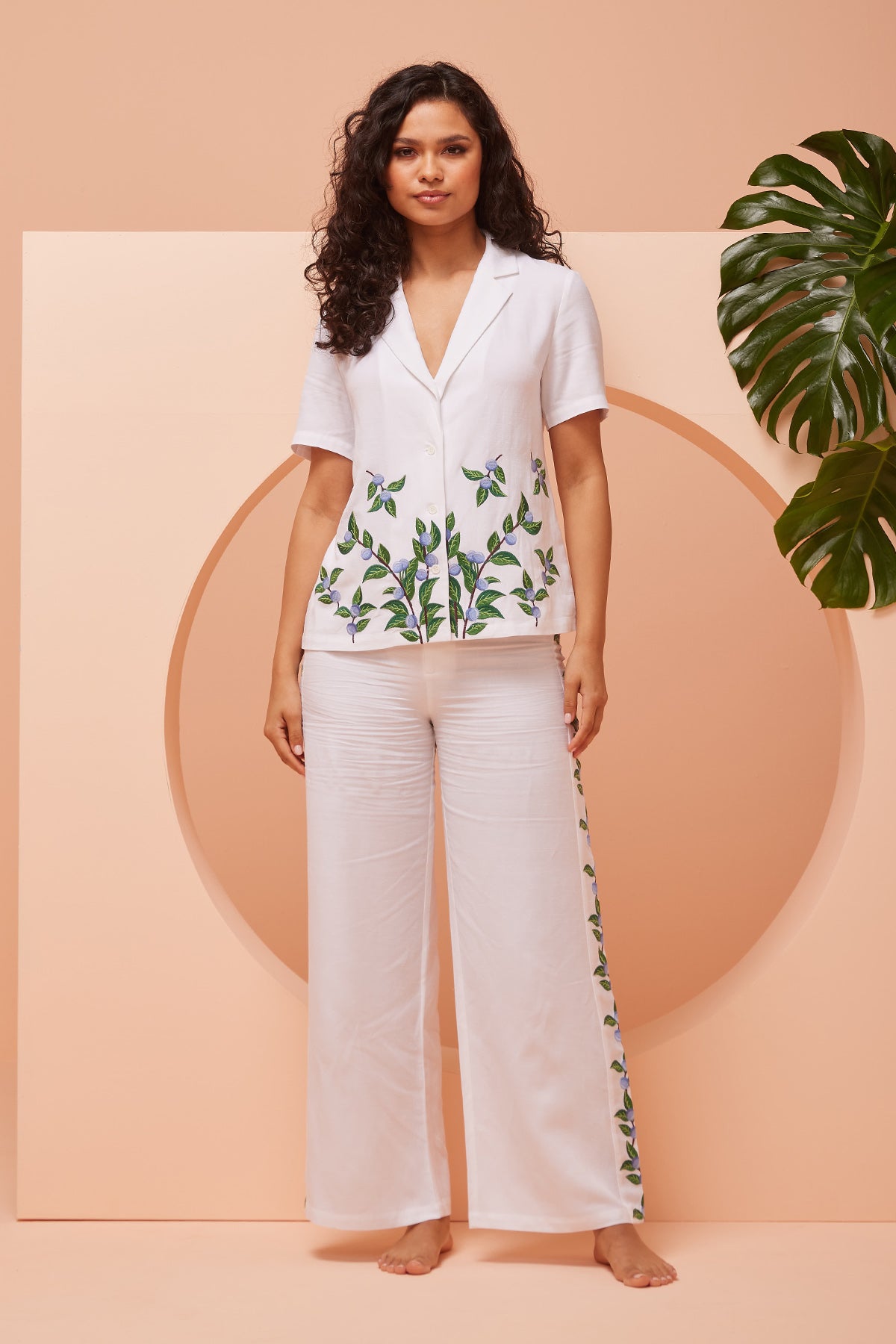Buy Leaf Embroidered Shirt & Pants by Ashita Fernandes for Women online at ScrollnShops