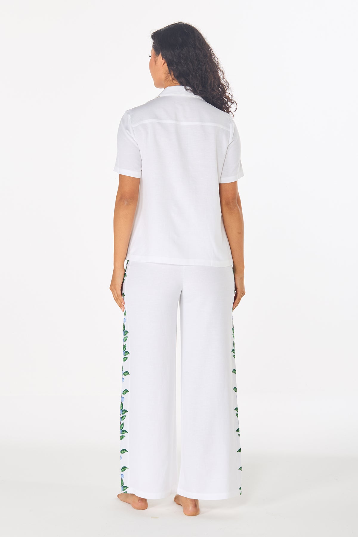 Leaf Embroidered Shirt & Pants