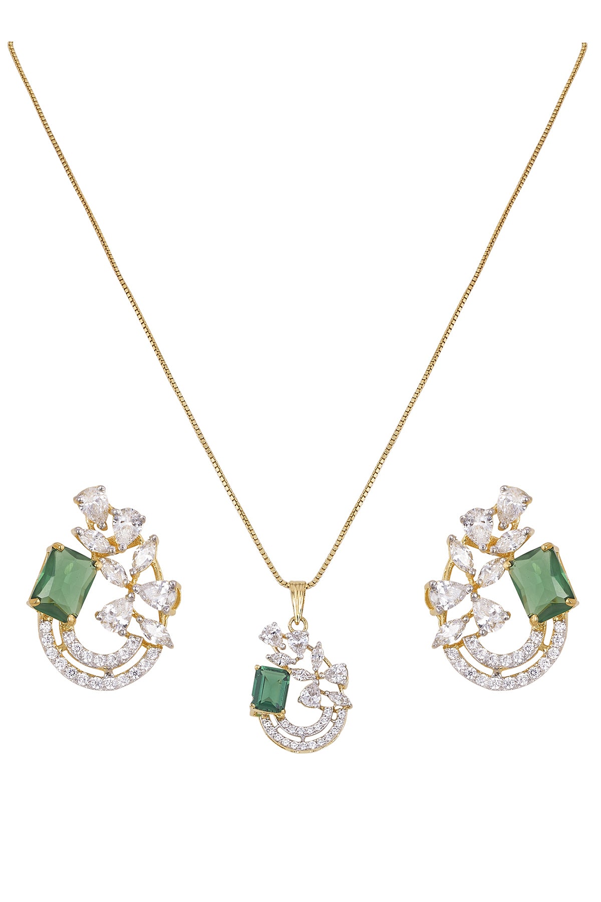 Leaf Shaped Pendant & Earrings