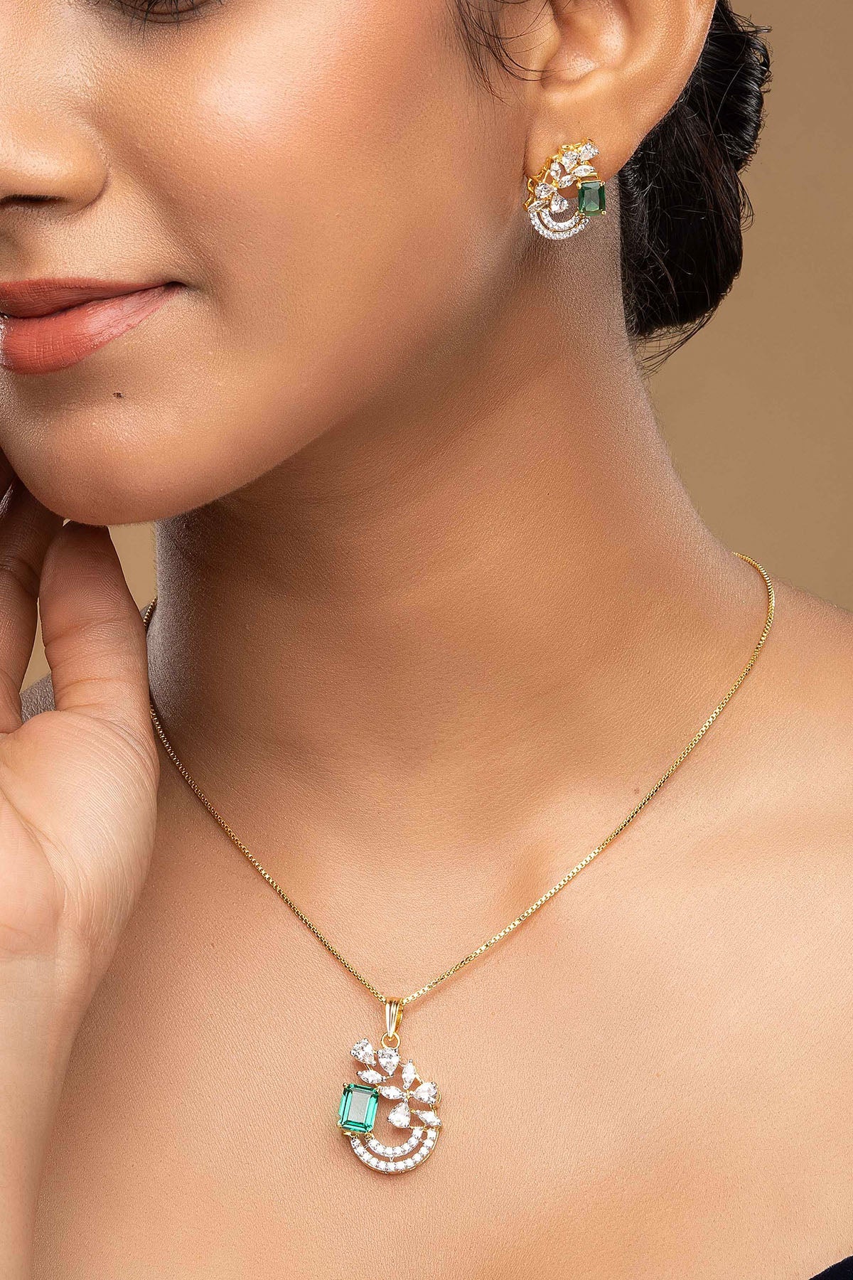 Buy Leaf Shaped Pendant & Earrings for women by Sica online available at scrollnshops