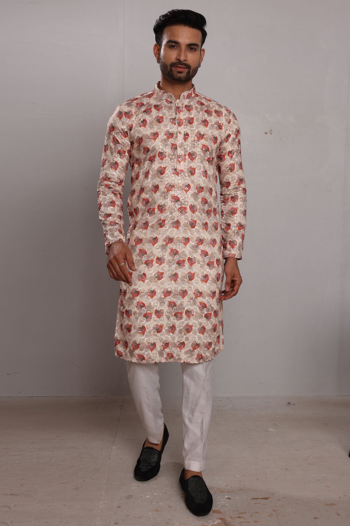 Buy Leaf Thread Embroidered Kurta by SNEHA B for men online at ScrollnShops