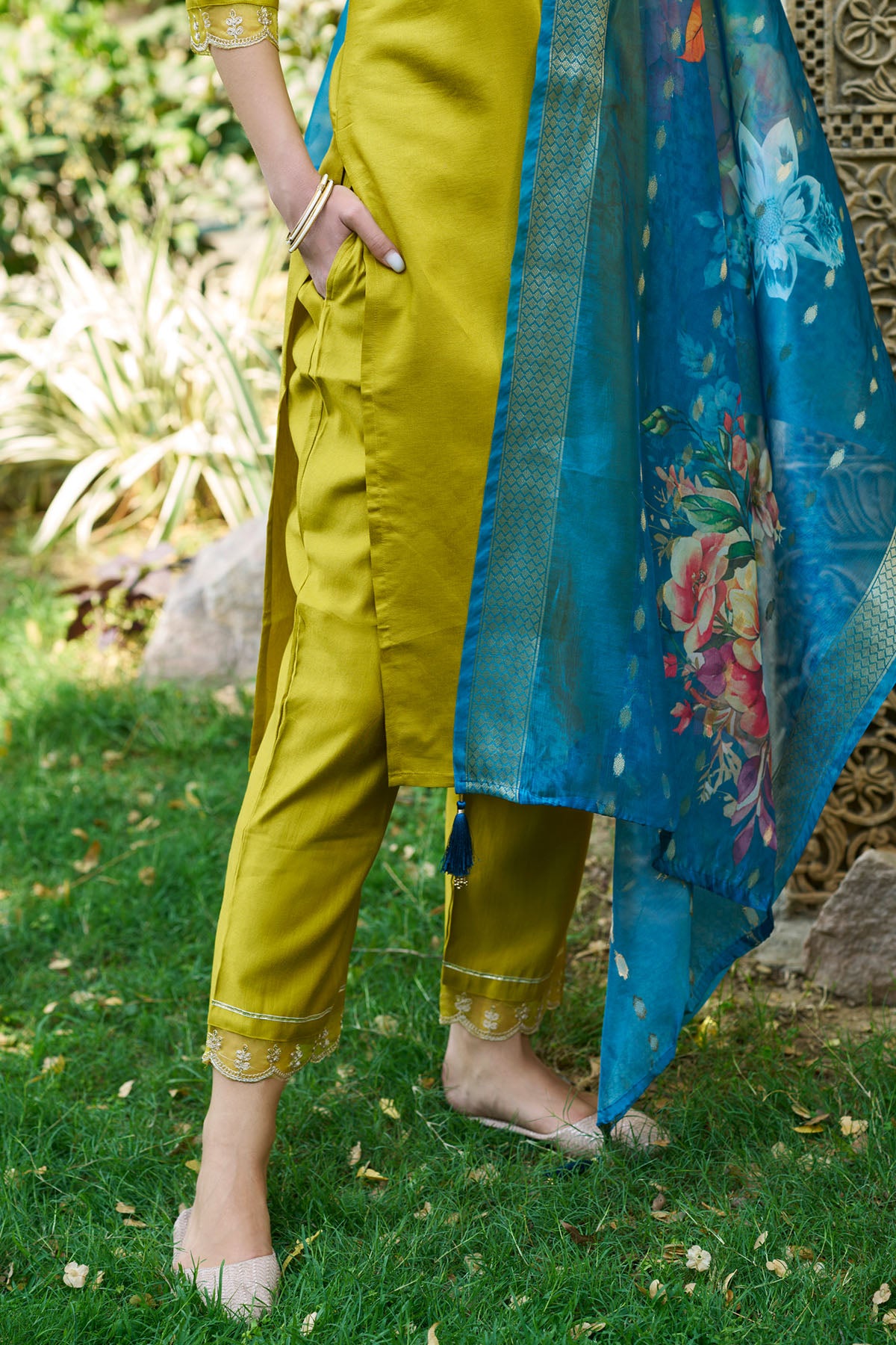 Lemon Viscose Rayon Kurta Set