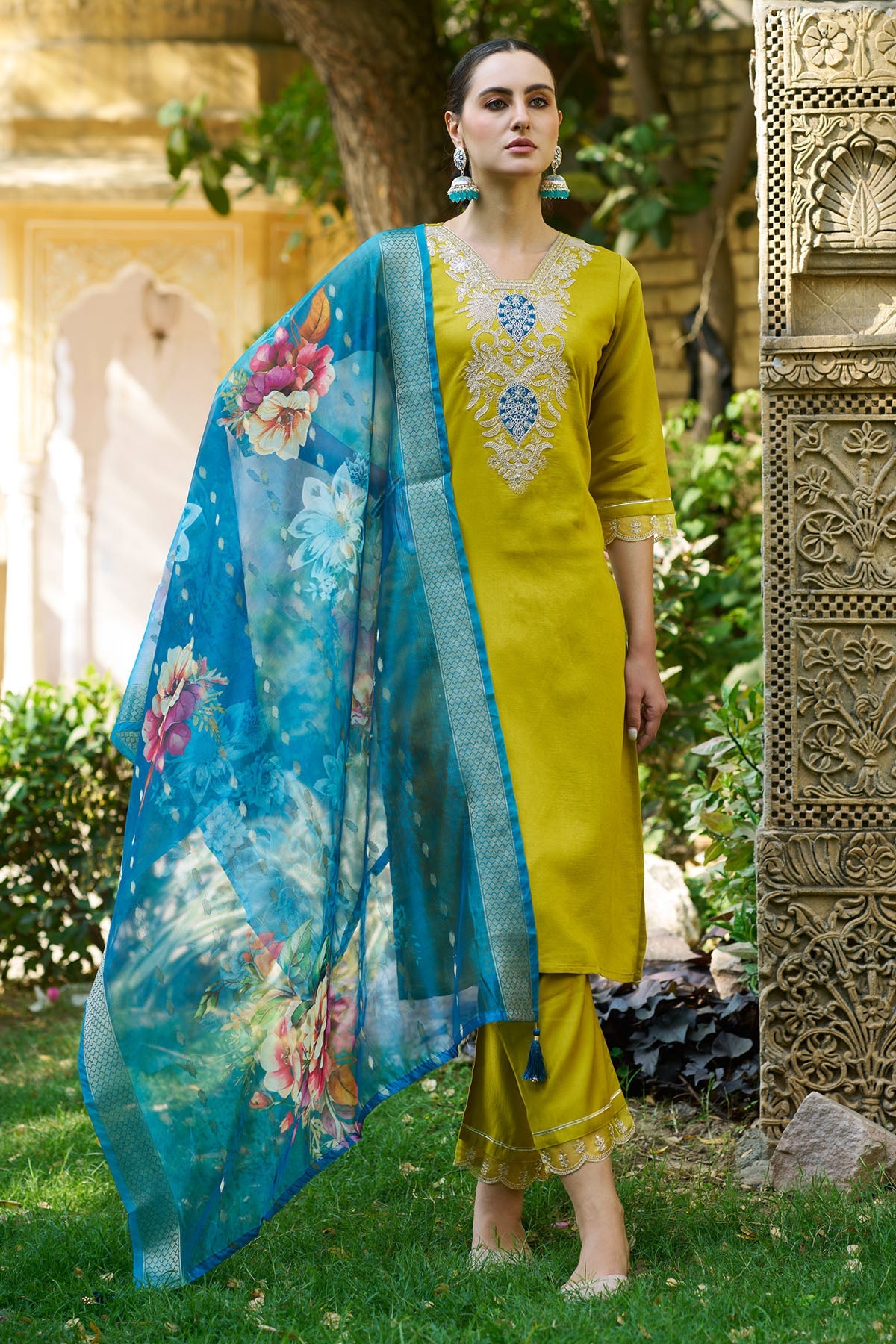 Buy Lemon Viscose Rayon Kurta Set for women by Aastha Fashion online available at scrollnshops