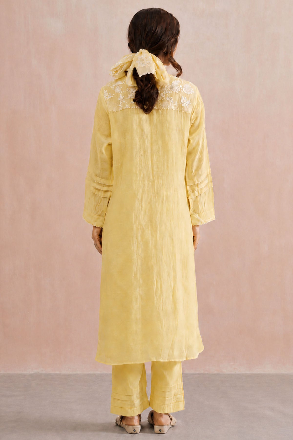 Lemon Yellow Chanderi Kurta Set