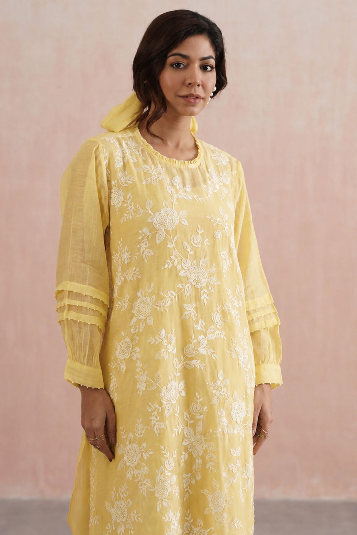 Lemon Yellow Chanderi Kurta Set