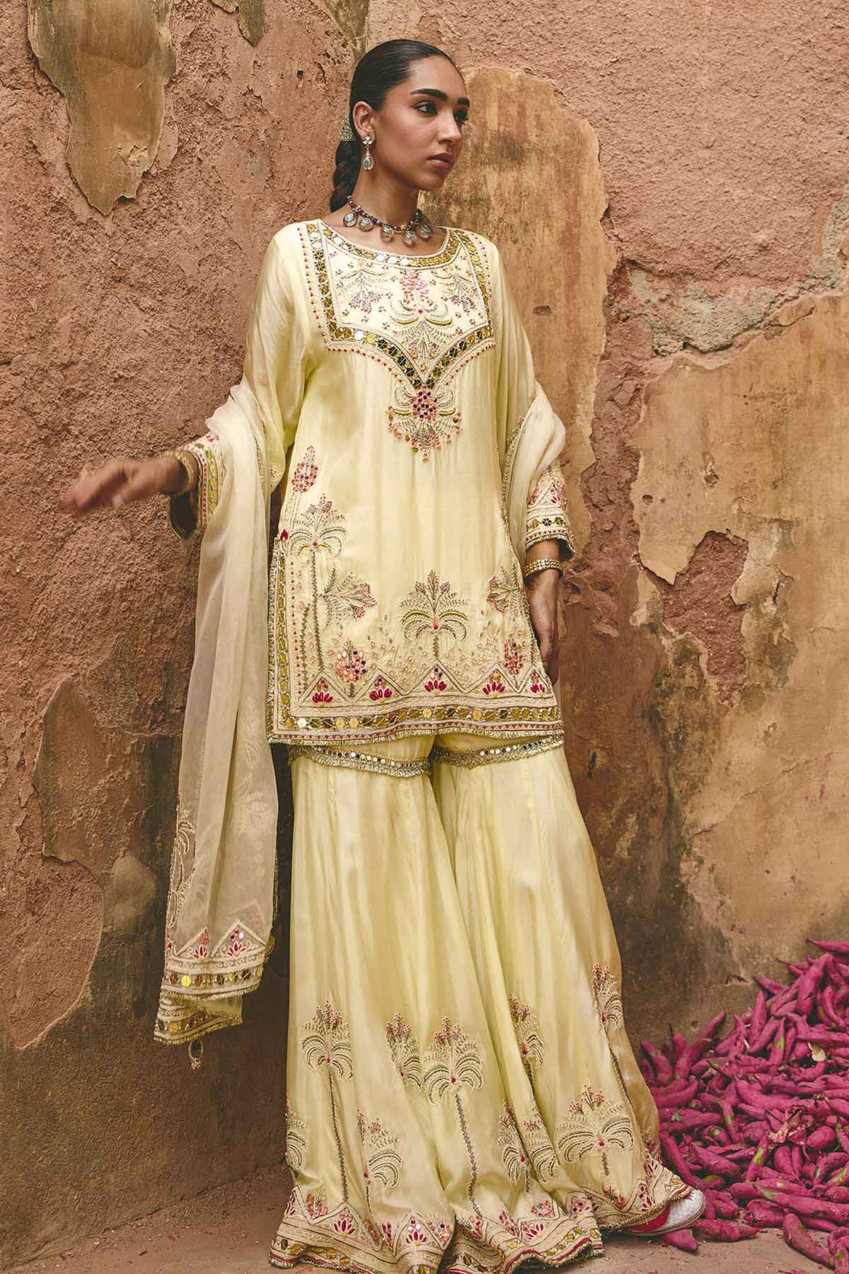 Lemon Yellow Mirror Kurta Set