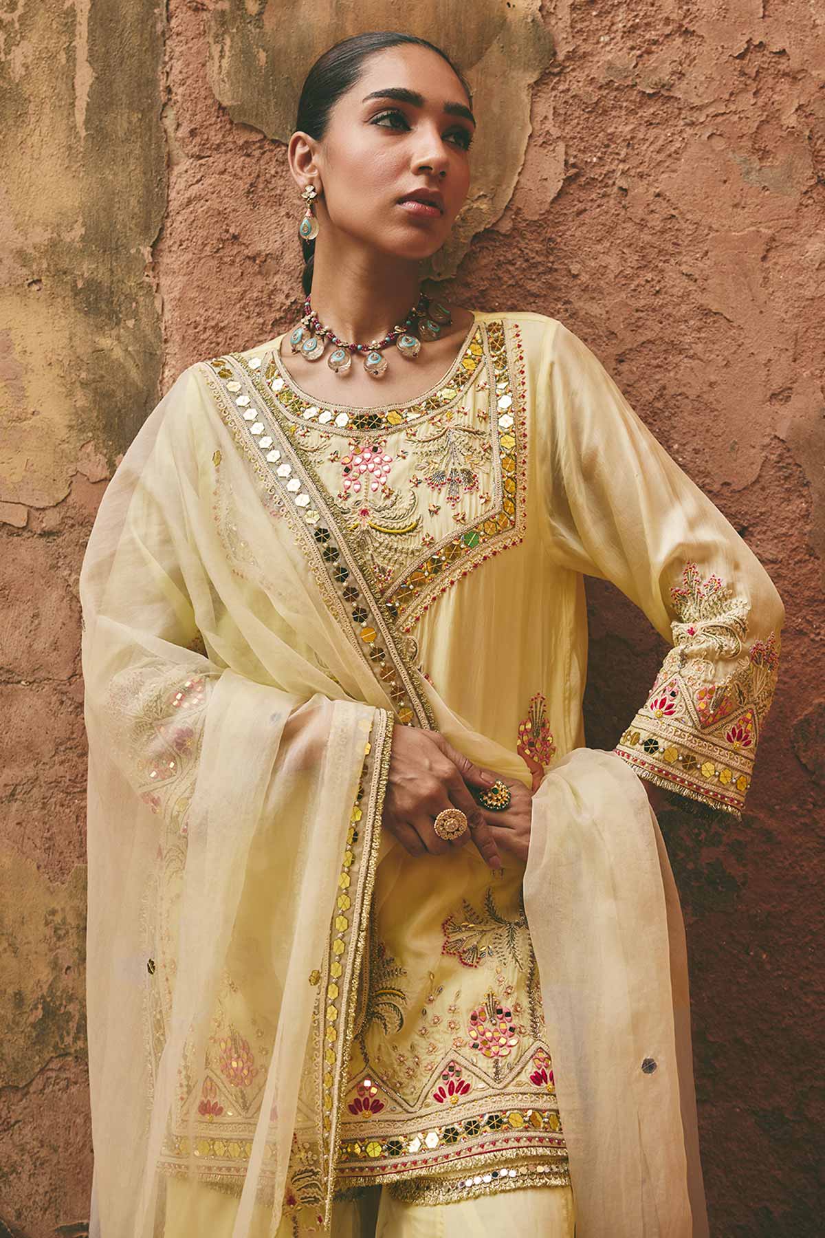 Lemon Yellow Mirror Kurta Set