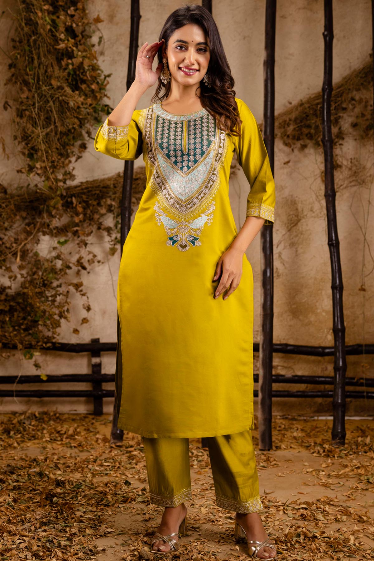 Lemon Yellow Rayon Kurta Set