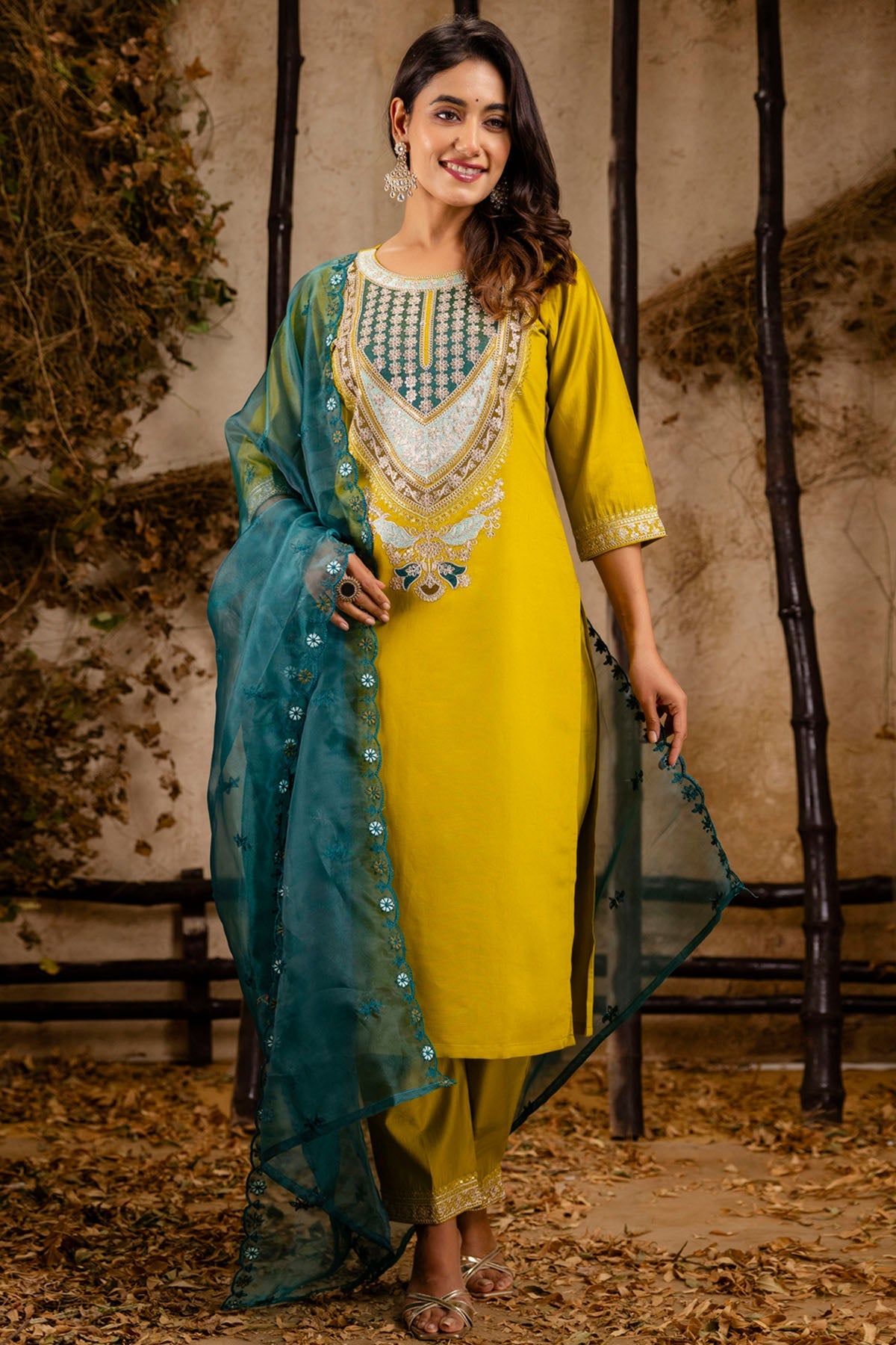 Buy Lemon Yellow Rayon Kurta Set for women by Aastha Fashion online available at scrollnshops