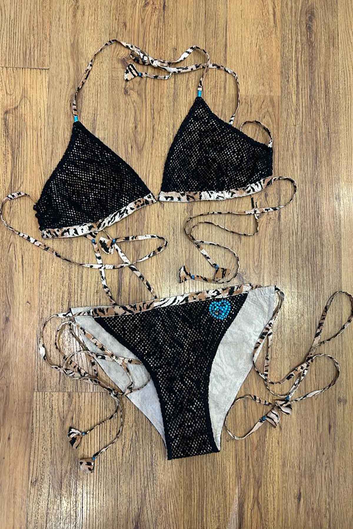 Buy Leopard Print & Net Bikini Set By Beachbum Online