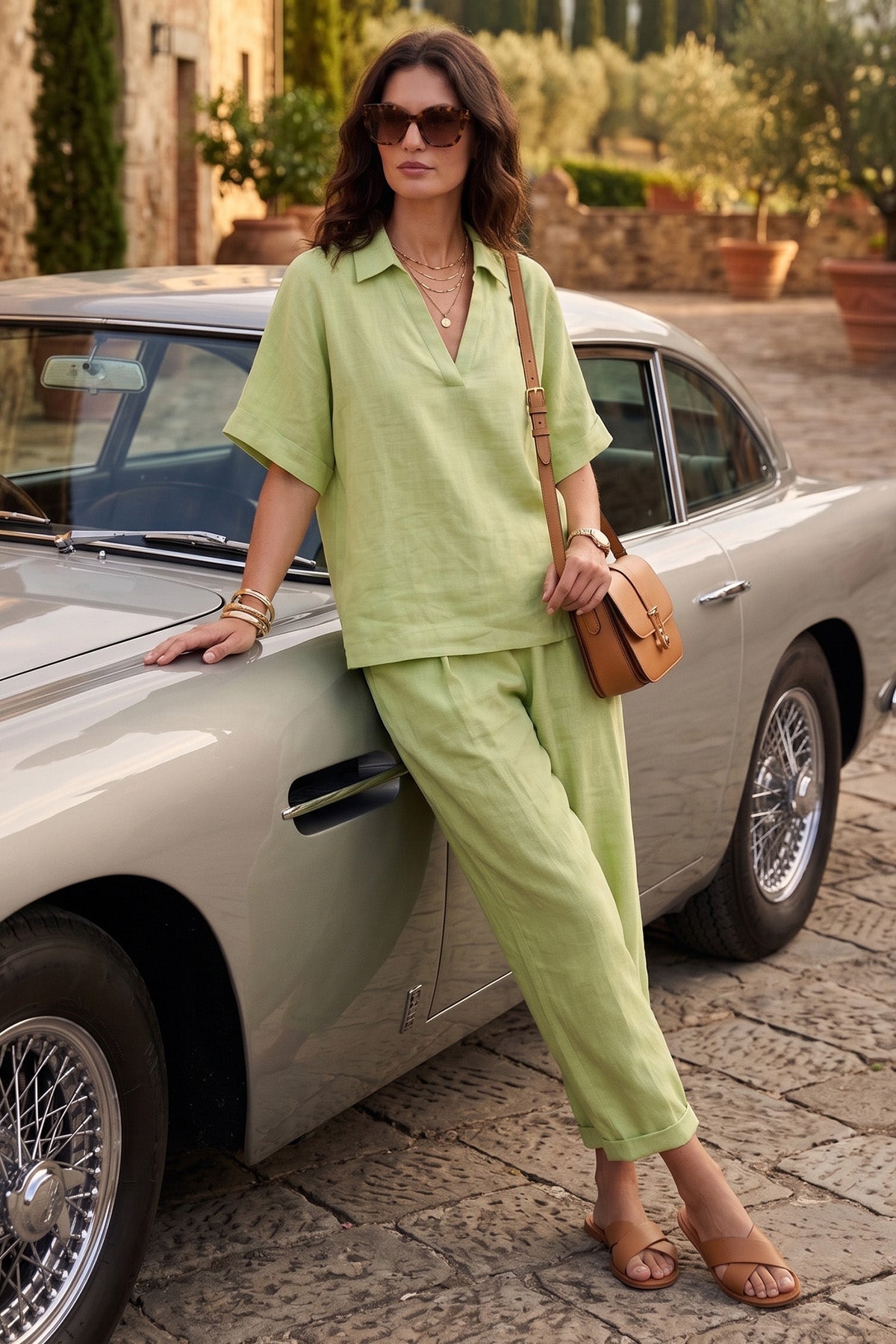 Lettuce Green Half Sleeves Top