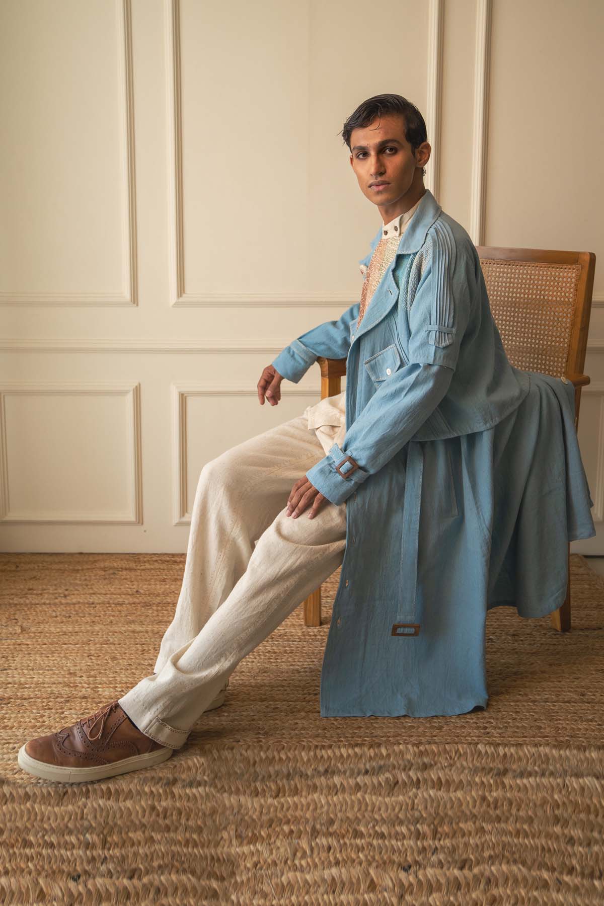 Light Blue Cotton Trench