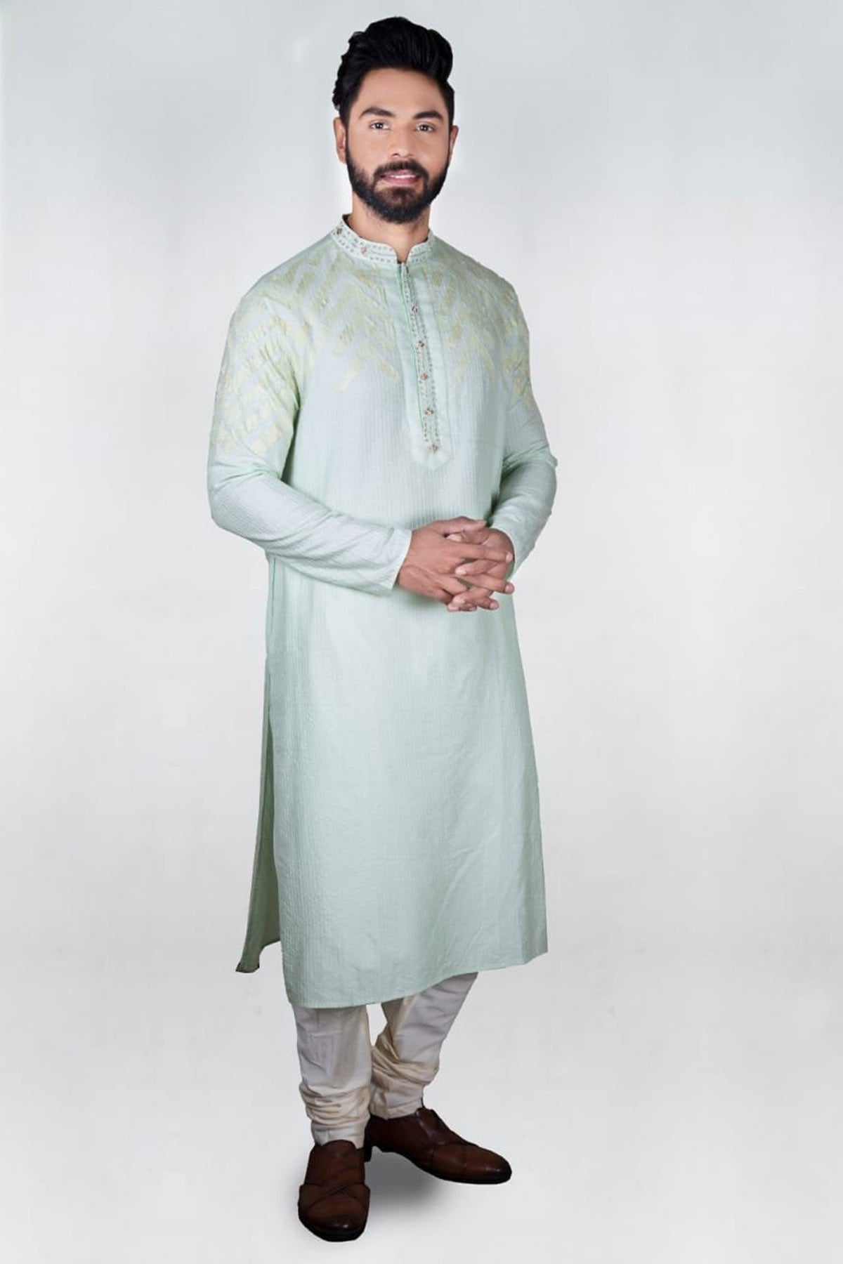 Light Green Embroidered Kurta Set