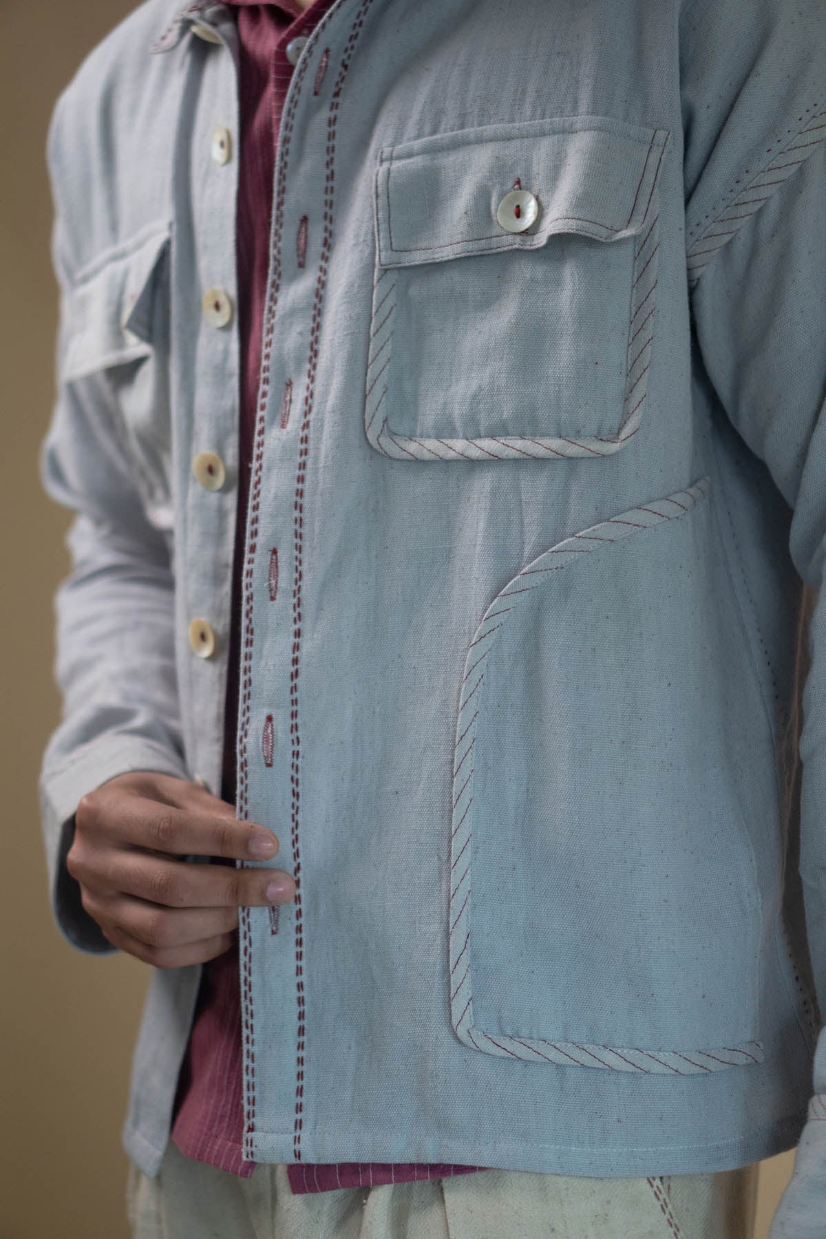 Light Grey Cotton Bomber Jacket